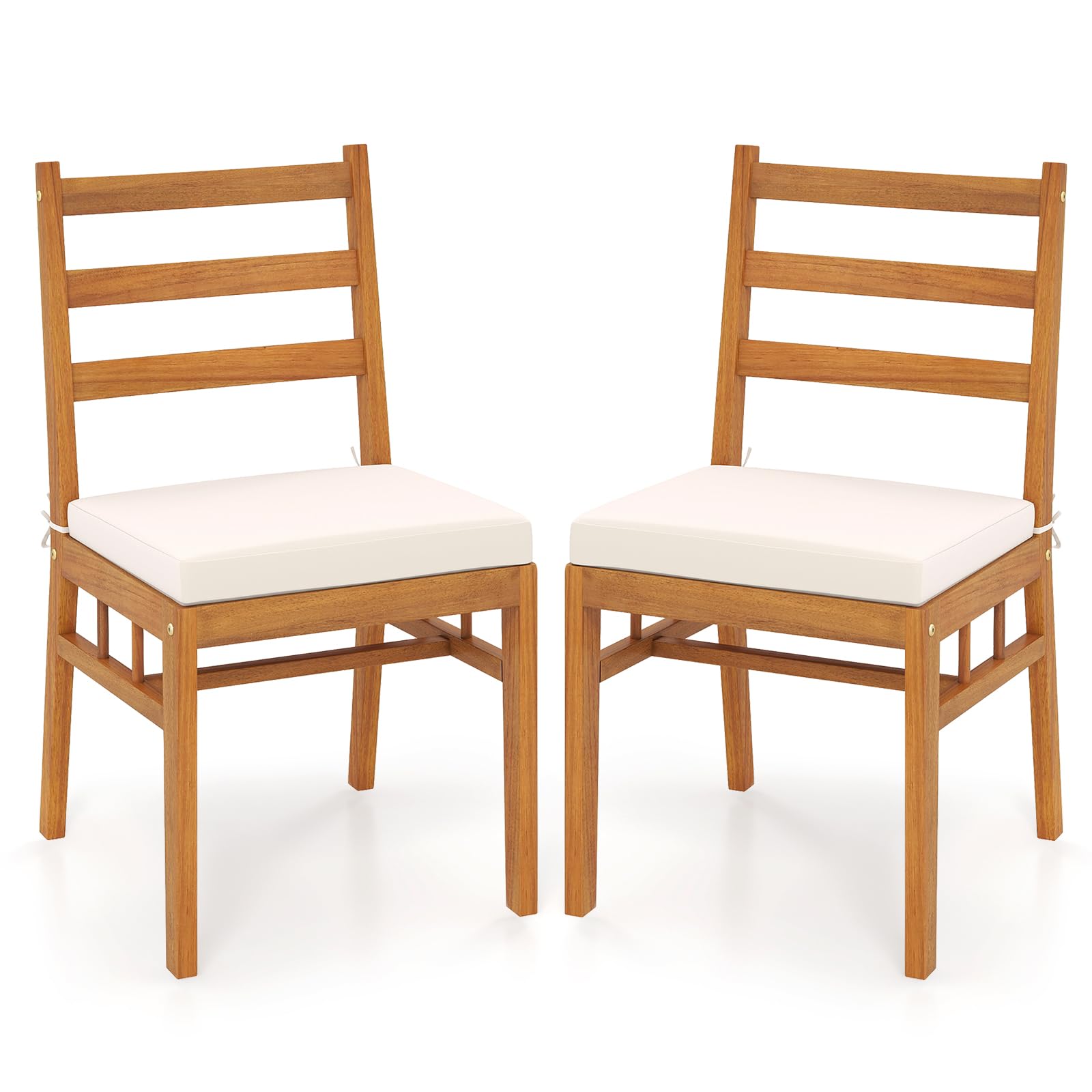 Tangkula Wood Patio Chair Set of 2/4 for Indoor Porch Garden Deck Pool Balcony